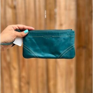 Teal Coach Wristlet Coin Purse •622